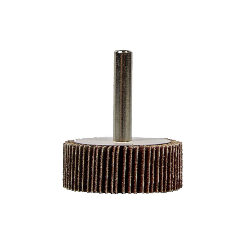 1-1/2 X 1 X 1/4 Shank Mounted Flap Wheels – Aluminum Oxide 40 Grit – 25 Pack For Die Grinder