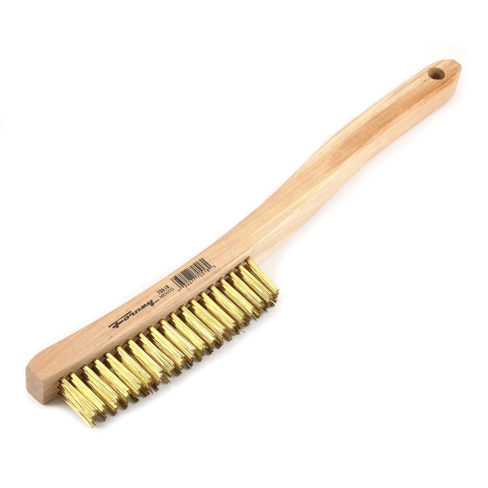 Scratch Brush with Long Handle, Brass, 3 x 19 Rows
