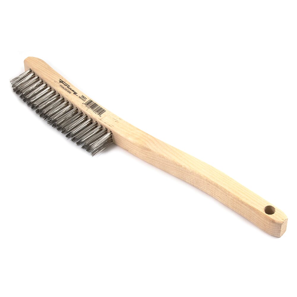 Scratch Brush with Long Handle, Stainless Steel, 3 x 19 Rows