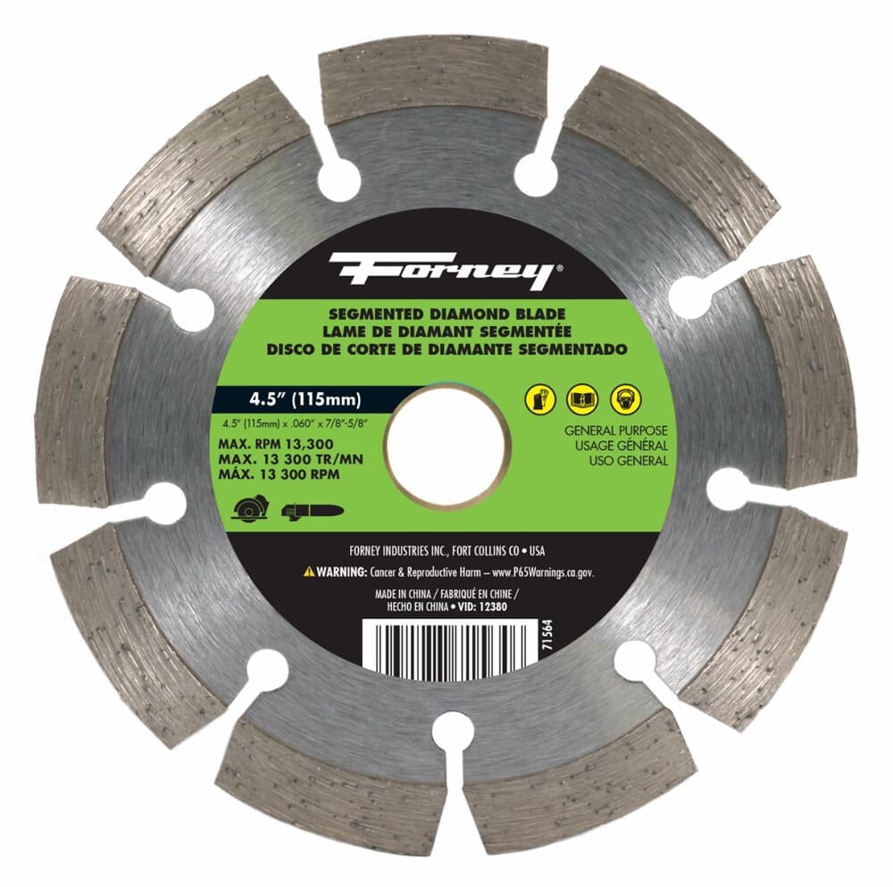 Forney 4-1/2 in. Segmented Diamond Cut-Off Blade Forney 4-1/2 in. Segmented Diamond Cut-Off Blade