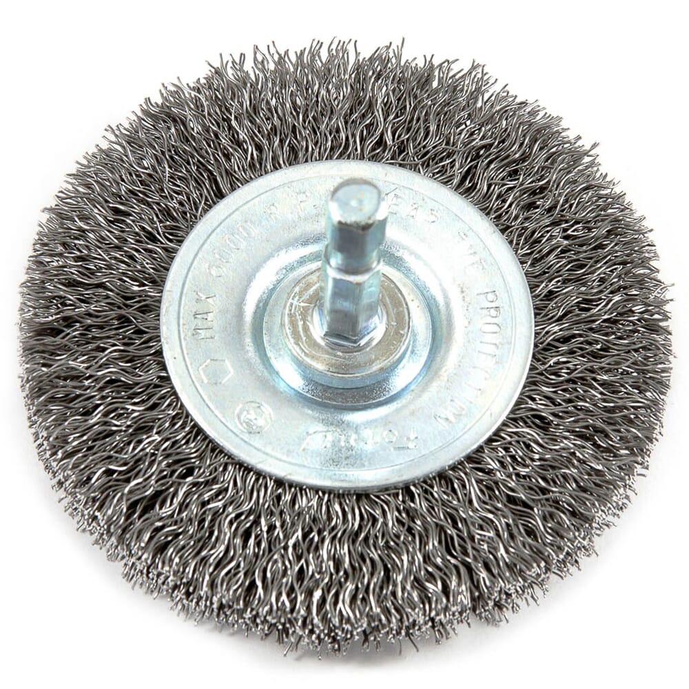 3 Crimped Wire Wheel Brush with 1/4 Shank - Carbon Steel