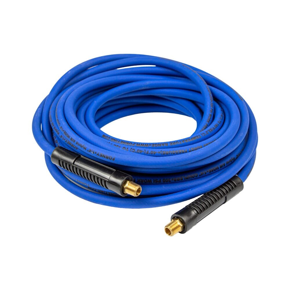 Heavy Duty 1/4 In X 50 Ft Flexible Air Hose – Hybrid Polymer With MNPT Fittings, 300 PSI